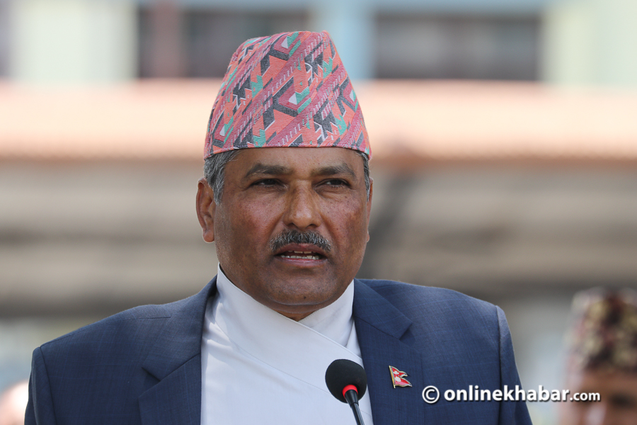 Nepal Rastra Bank Governor Maha Prasad Adhikari assumes office, in Kathmandu on Tuesday, April 7, 2020.