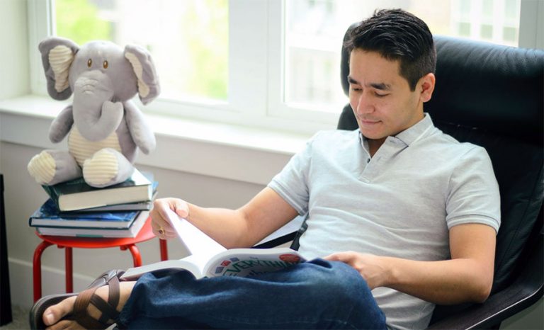 man relaxing at home