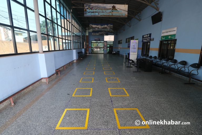 Kathmandu airport prepares to maintain safe distancing once it reopens OnlineKhabar English News