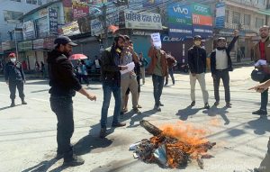 Pokhara students burn Modi’s effigy