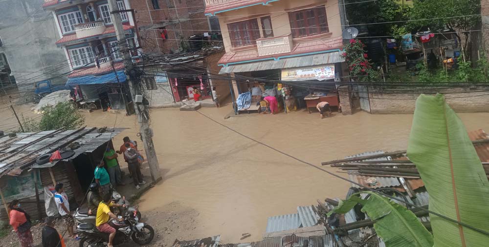 A flood in Kapan on June 13, 2020. Photo: Diwakar Pyakurel