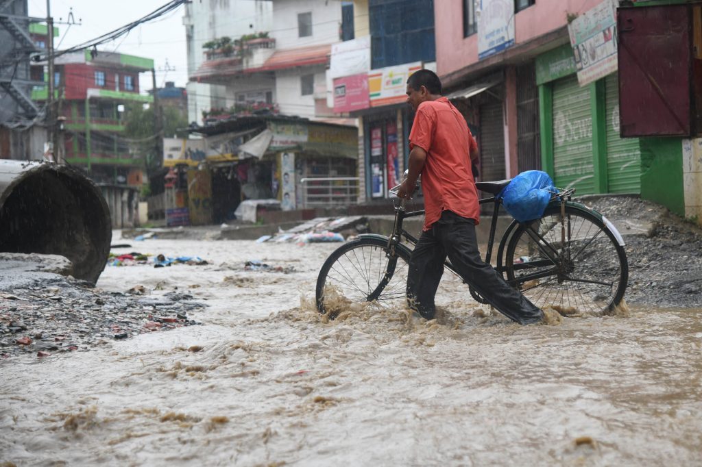 A flood in Kapan, Kathmandu, on July 10, 2020. Photo: Chandra Bahadur Ale