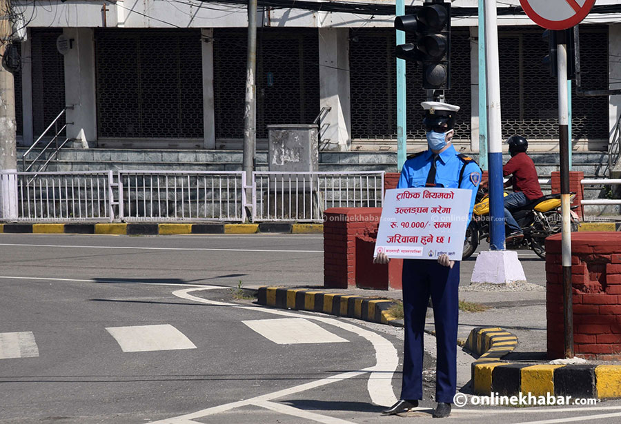 File Image: A dummy donned as a traffic police staffer in Kathmandu, in September 2020.  