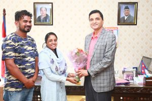 ‘Birthday boy’, Minister Bhattarai donates Rs 50,000 to Birgunj acid attack survivor