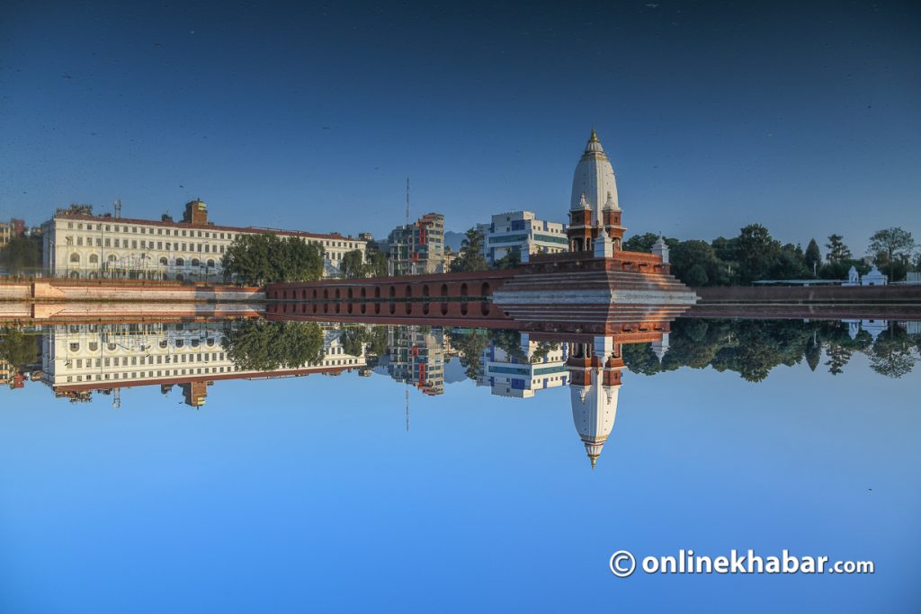 Durbar High School, Ranipokhari and Balgopaleshwar temple in Kathmandu after its reconstruction. Photo: Chandra Bahadur Ale