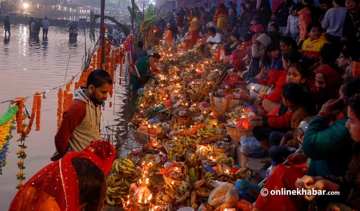 A Chhath celebration in Kathmandu in 2019. Photo: Bikas Shrestha