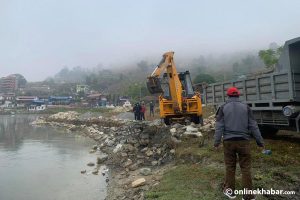 Pokhara metropolis destroys 270 illegal structures built on Phewa lake