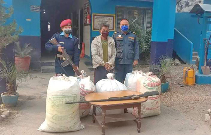 File: A man has been arrested in possession of 102 kg marijuana in Nijgadh in Bara, on Saturday, January 9, 2021.