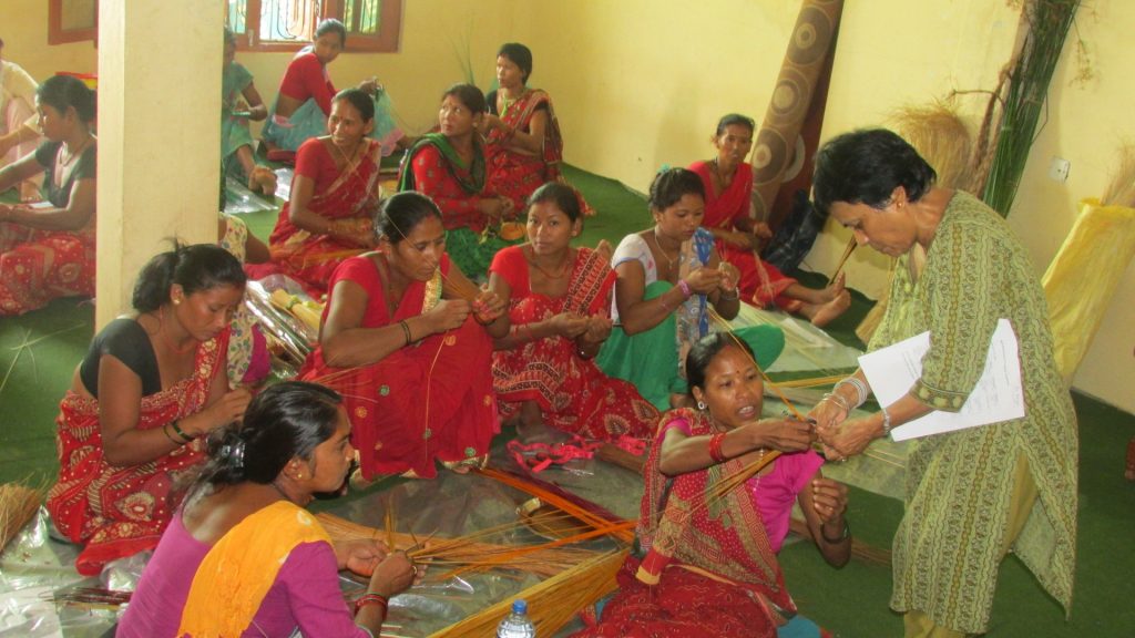Shyam Badan Shrestha giving training to women in Kapilvastu. Photo: Nepal Knotcraft Centre