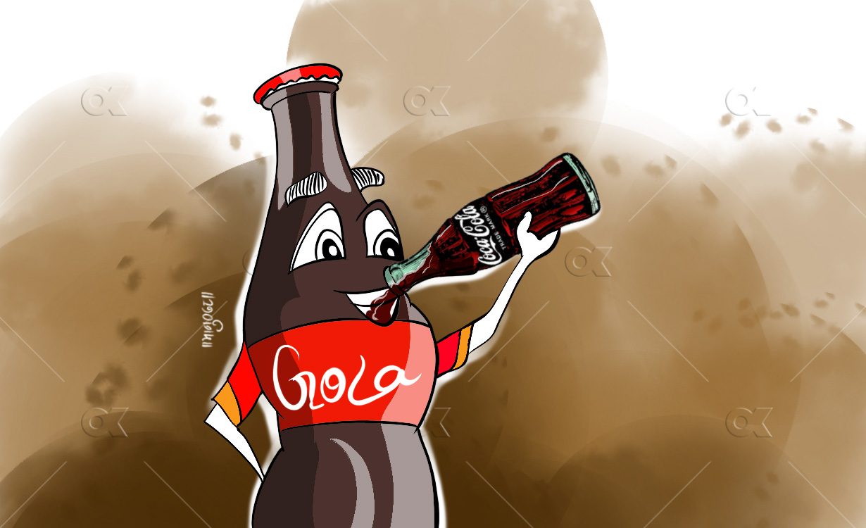 Sketch for representation: Fake Coca-Cola trademark intellectual property rights violation