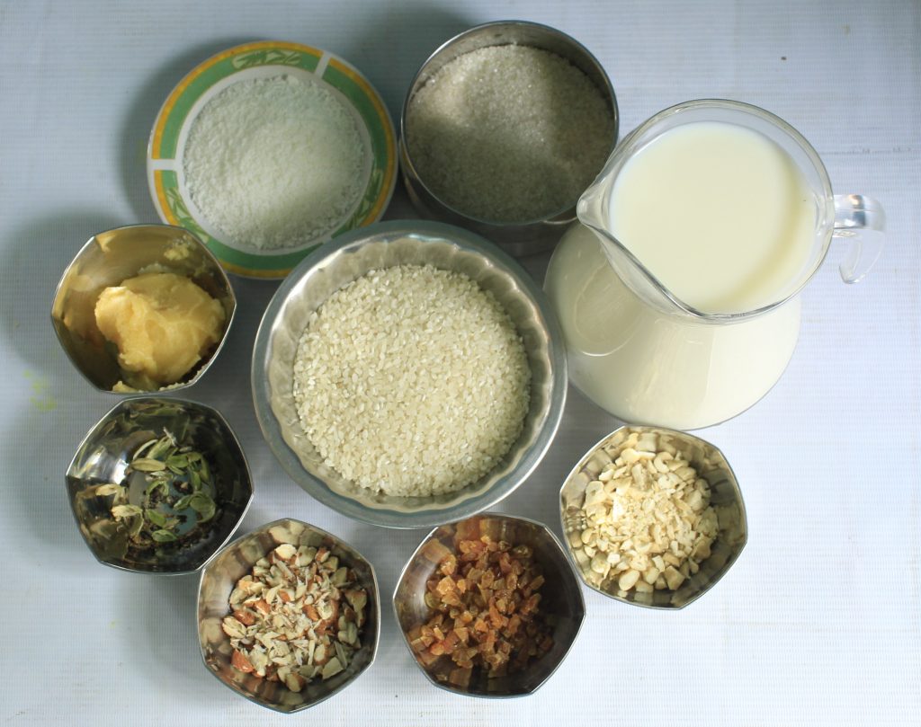 Ingredients for making khir