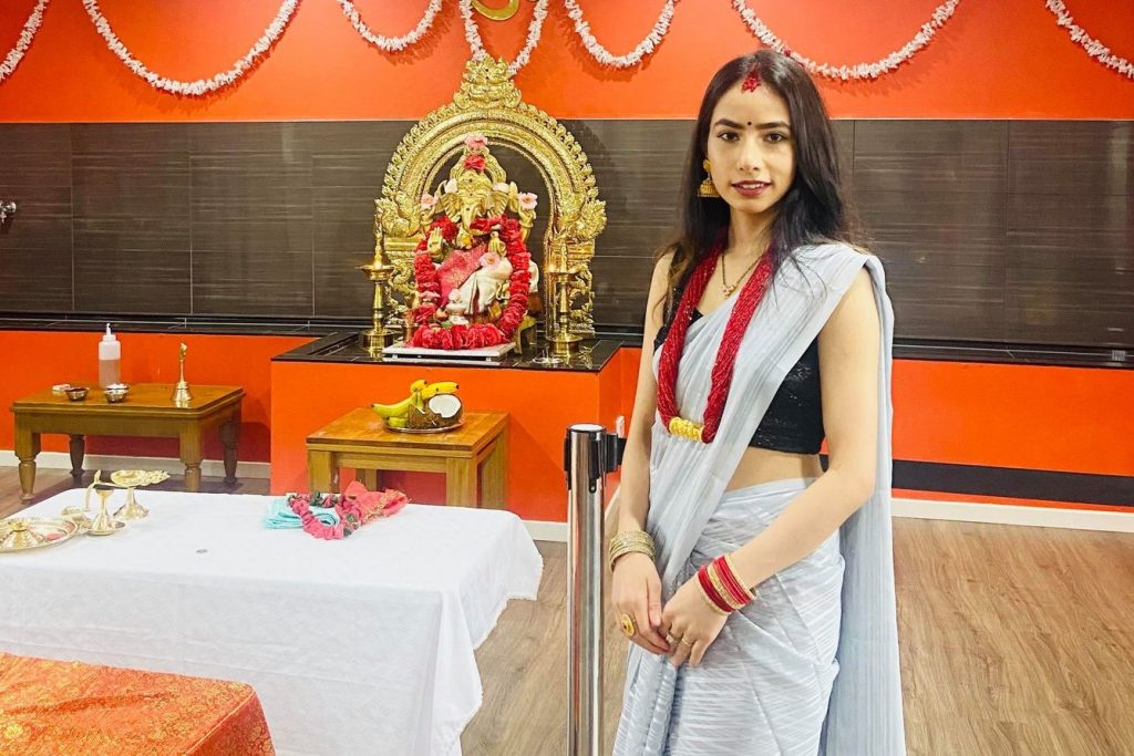 Bindu Adhikari, a Nepali woman current in Australia, during the Teej celebration. Photo: Courtesy Bindu Adhikari