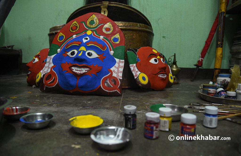 masks of Aakash Bhairav naach