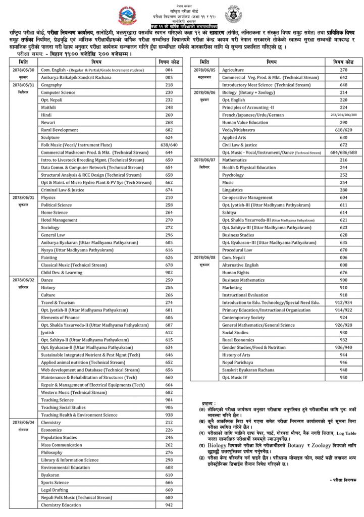 grade 12 exams routine september 2021