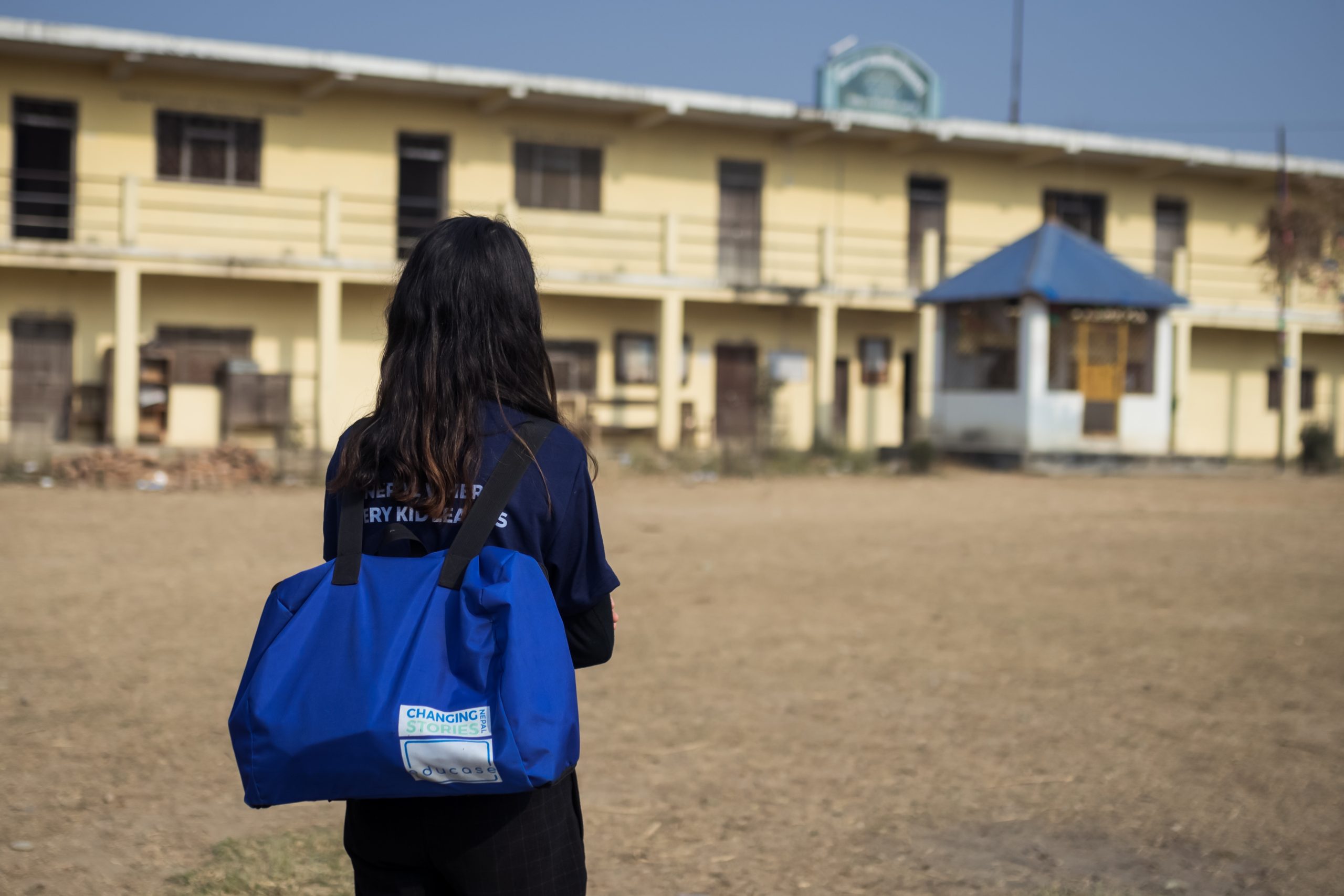 A student heading towards school carrying Educase backpack. Photo: Educase