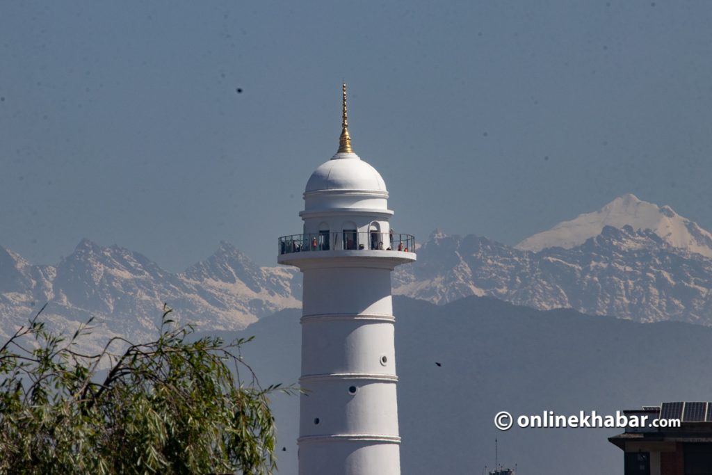 The new Dharahara built beside the old one, in Kathmandu