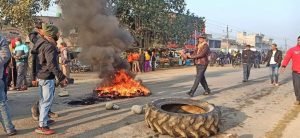 Kailali truck hit kills a biker, locals obstruct the highway