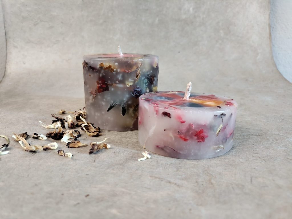 Scented botanical candles by Simrik Design Studio. Photo: Pragya Chitrakar.