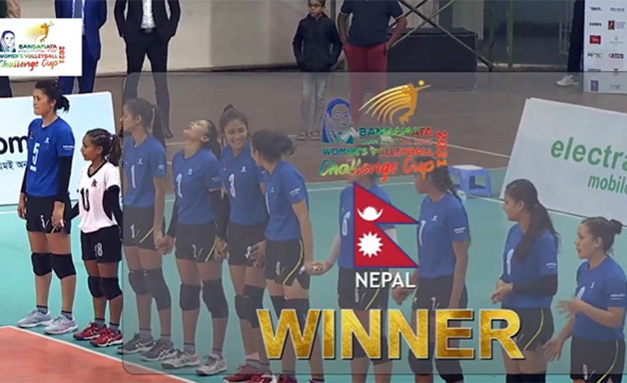 Nepal women's national volleyball team win the Asian Central Zone Volleyball Challenge Cup, in Dhaka, on Tuesday, December 28, 2021.