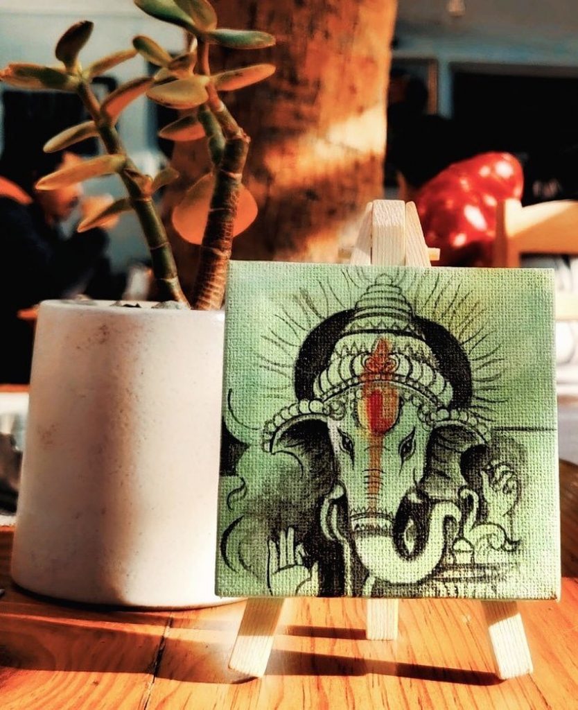 Lord Ganesha painted on a mini canvas by Canvasso Nepal. Photo: Aman Shakya