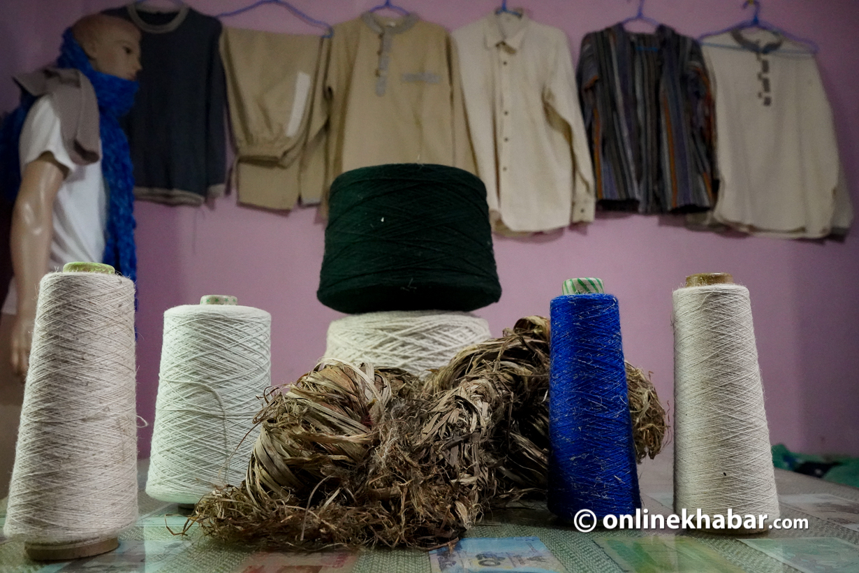 Dresses made by allo, allo thread and allow raw material. Photo: Shankar Giri