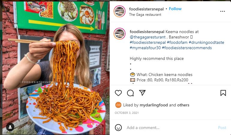 Photo: Screengrab/foodiesistersnepal's Instagram page
