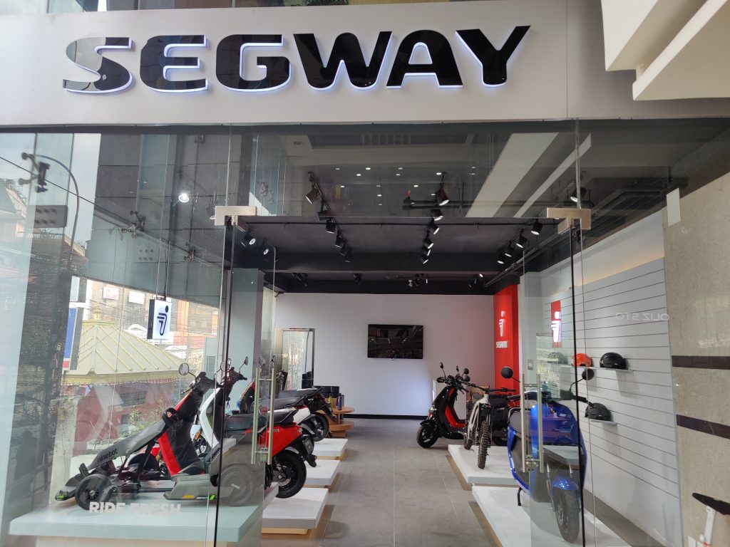 Segway E100 e-scooters at a showroom in Kathmandu. Photo: Segway