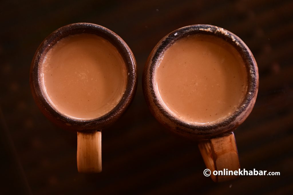 Especial bamboo tea served by Baithak cafe. Photo: Chandra Bahadur Ale.