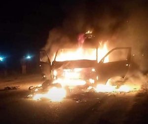 Dang: Microbus-motorbike collision sparks fire, kills 1