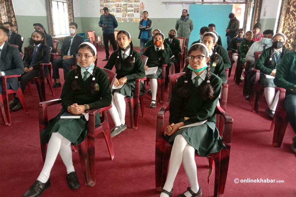 File: Girl students at a school in Madhesh of Nepal
