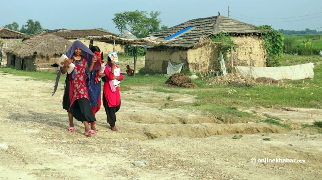 File: Girls head to their school in Madhesh.