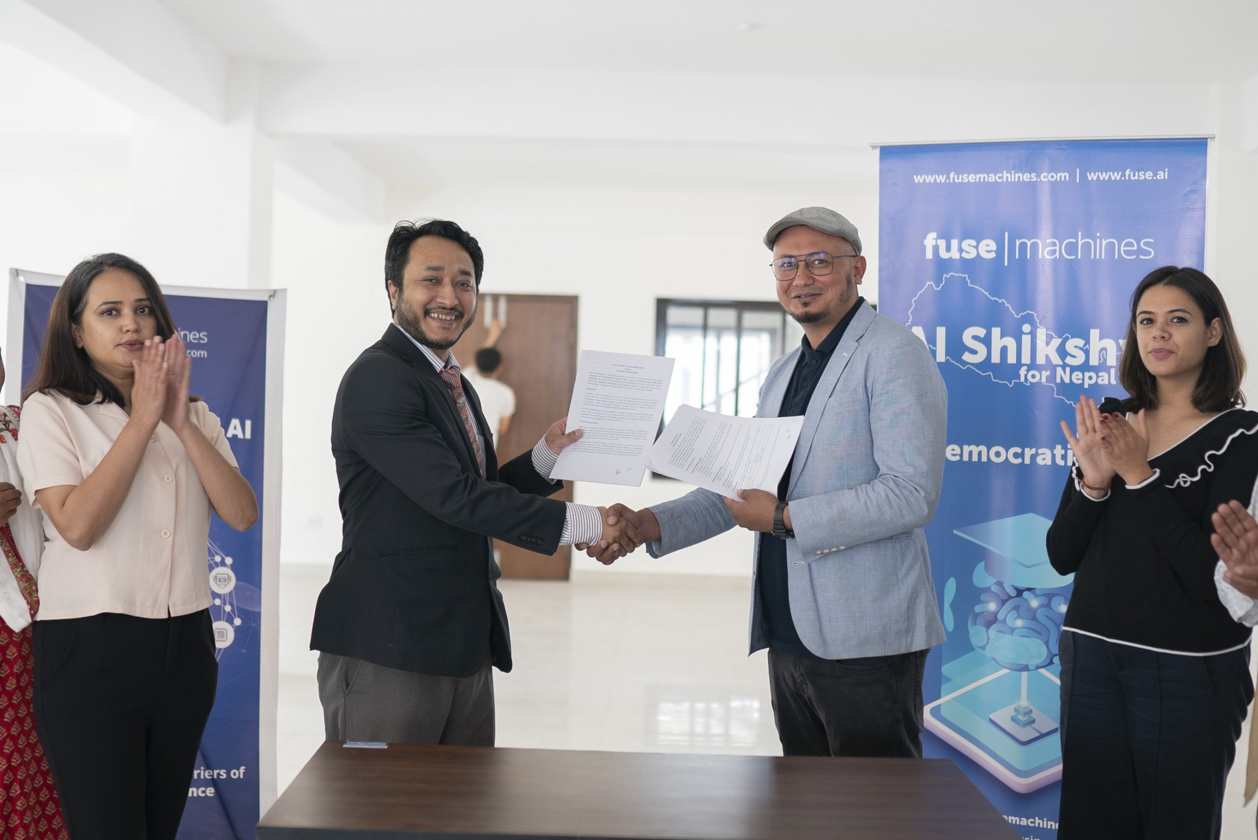 Fusemachines, an AI talent and education platform and service provider, and Daayitwa, an NGO active in policy reforms, sign a partnership agreement, in Kathmandu, on Tuesday, March 29, 2022. Photo: Fusemachines