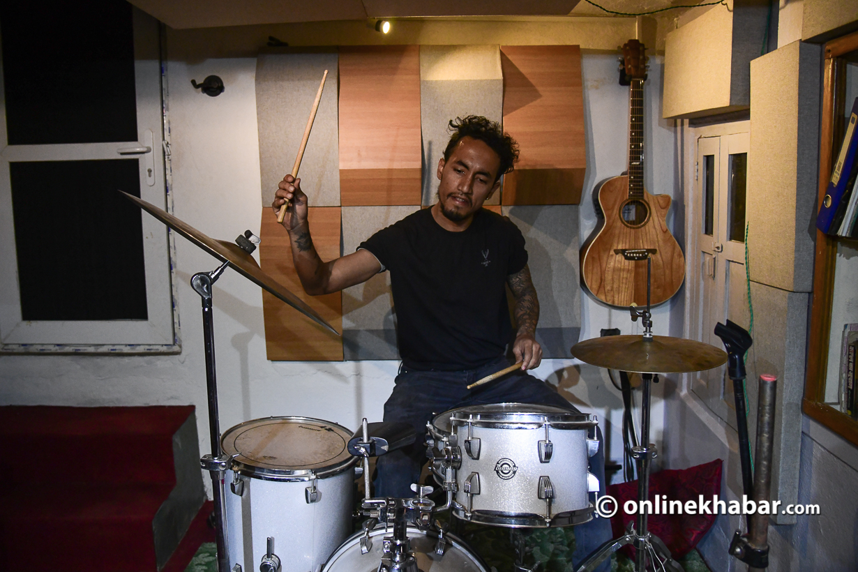 Jay Ram Karki is drumming for the past 12 years. Photo: Chandra Bahadur Ale