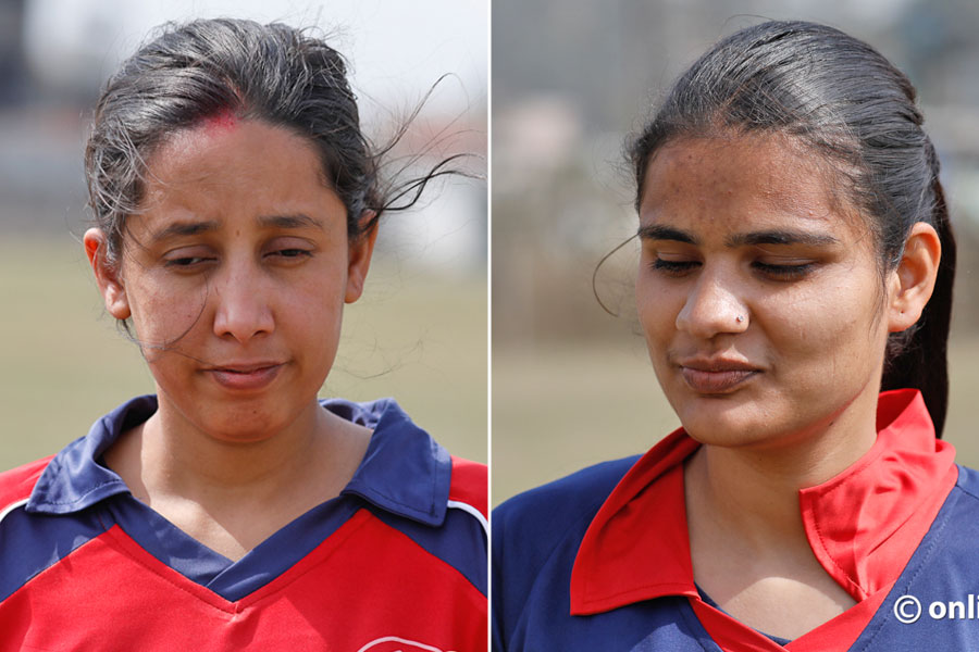 L-R: Gita Poudel and Durga Acharya, blind cricket players of Nepal 