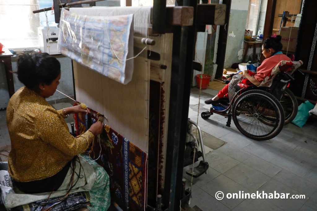 People with disabilities learn vocational skills at BIA Foundation, Jorpati, Kathmandu.  Photo: Bikash Shrestha