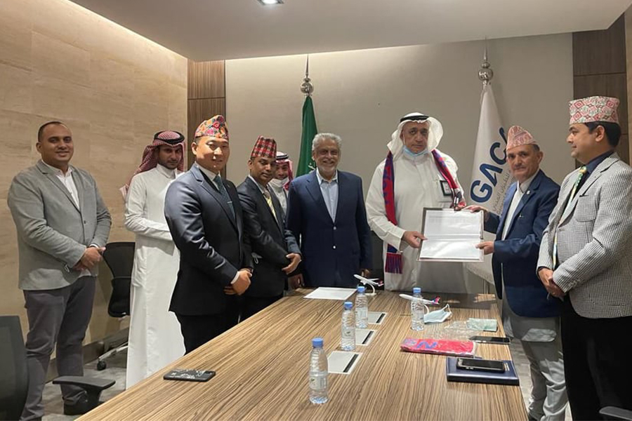 Nepal's national flag carrier, Nepal Airlines Corporation (NAC), receives approval to fly to Saudi Arabia, in Riyadh, on Sunday, March 6, 2022. Photo: NAC