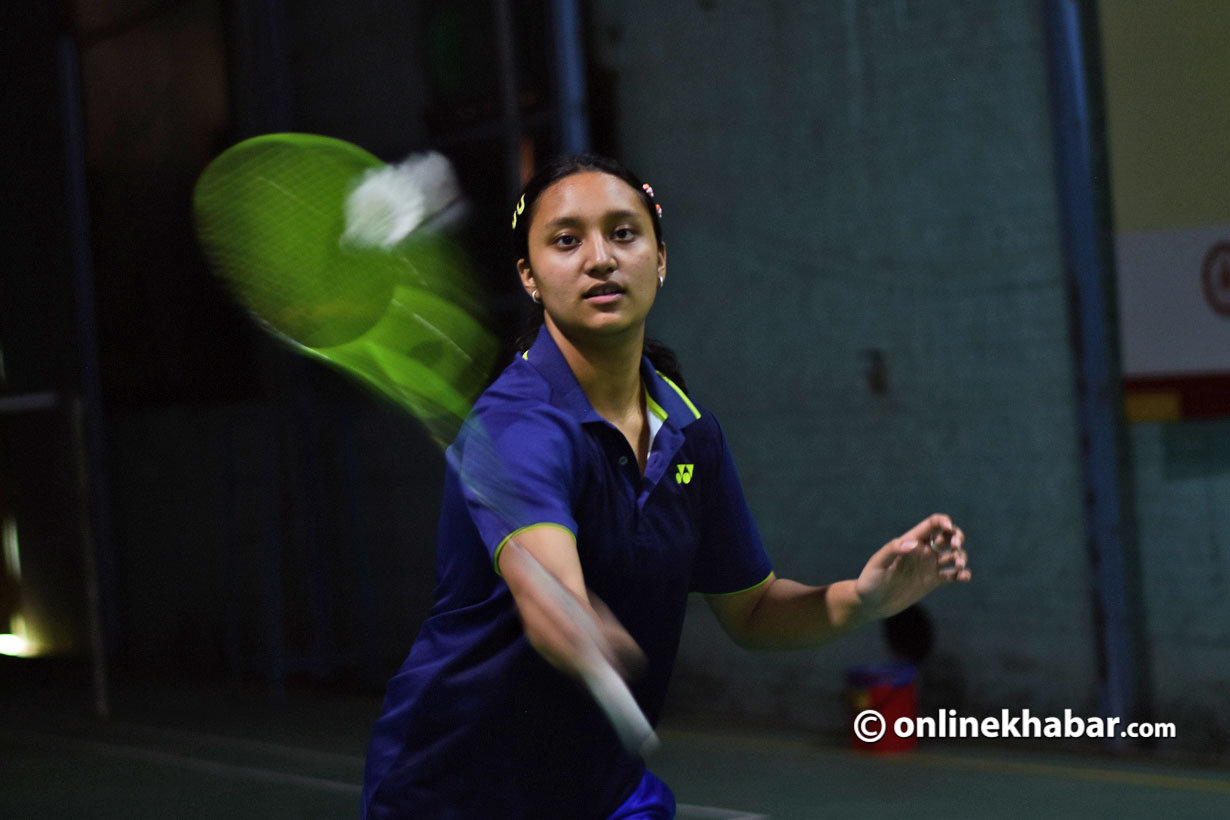Rashila Maharjan caught in action during her practice session.