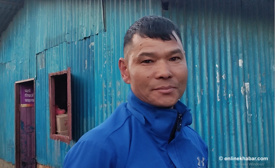 Indra Bahadur Moktan, a shopkeeper of Bhattedanda of Lalitpur