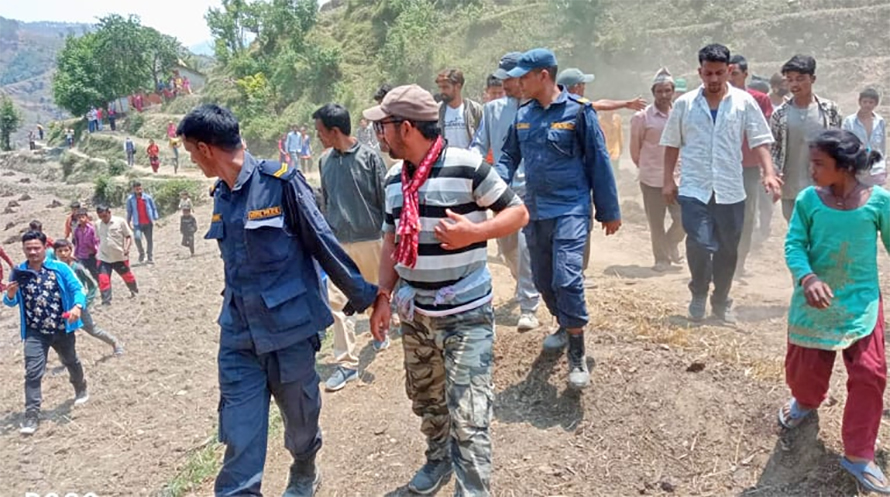 Police arrest Lokendra Rana, the CPN-Maoist Centre chairman candidate in Dilasaini of Baitadi, on Monday, May 9, 2022.