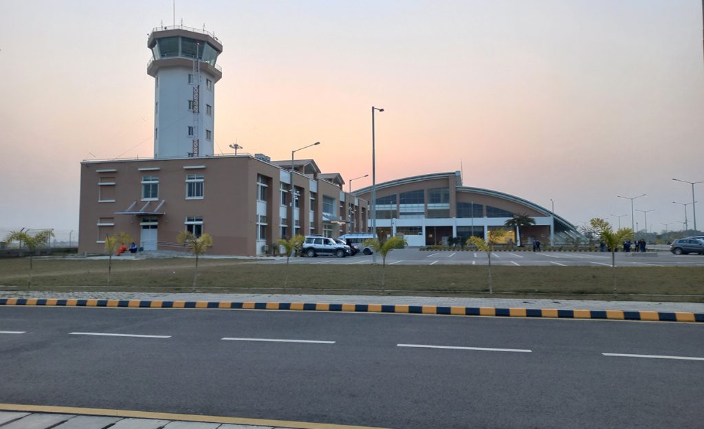File: Gautam Buddha International Airport (Bhairahawa airport), Nepal's second international airport, in Bhairahawa, Lumbini