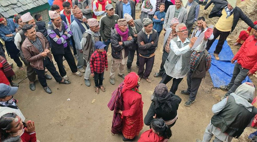 Biplav-led Maoist party leader Chudamani Wali 'Adarsha' campaigns for an his election to the post of a rural municipality chairman in Rolpa in May 2022. In the past, he was against participating in the elections.