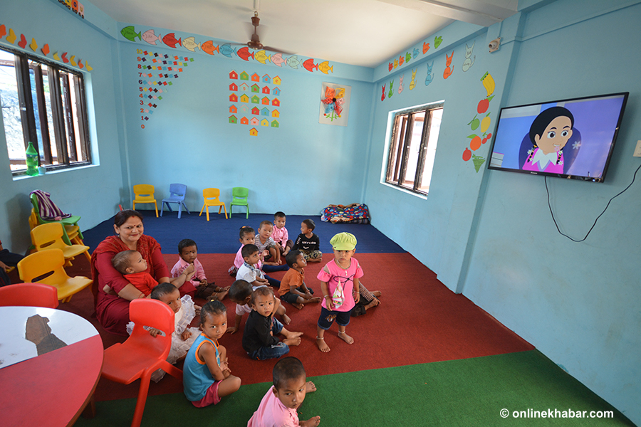 File: A class at a Montessori school in Kathmandu