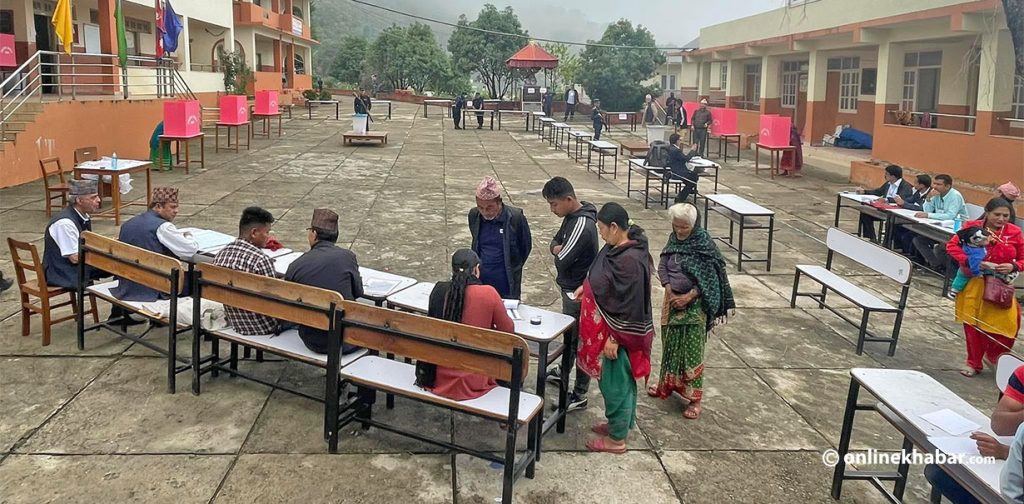 Voting is underway in Panchkhal of Kavre for the local elections, on Tuesday, May 17, 2022.