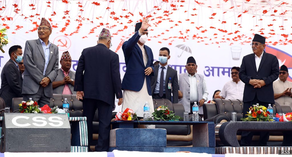 Prime Minister Sher Bahadur Deuba at the election meeting held in Bharatpur. - code of conduct election commission 