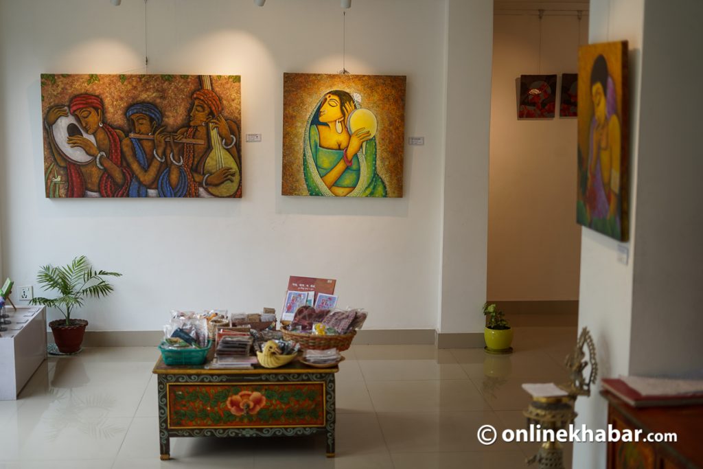 Sangraha, a group painting exhibition by four female artists, on display at Classic Gallery, Patan. Photo: Aryan Dhimal