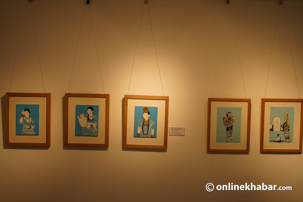 Sangraha, a group painting exhibition by four female artists, on display at Classic Gallery, Patan. Photo: Aryan Dhimal
