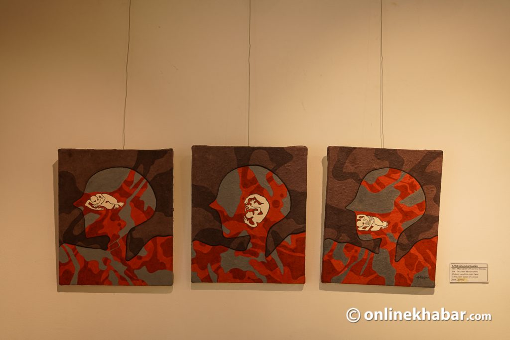 An artwork exhibited during Sangraha, a collective exhibition of four female artists, in Kathmandu, in June 2022. Photo: Aryan Dhimal
