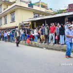 People queuing up for hours to register names on the voter list in Kathmandu