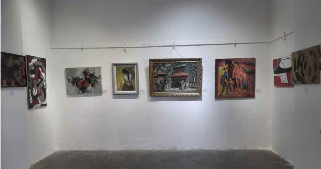 Paintings of late veteran artists of Nepal exhibited at Agrajka Bimbaharu, an art exhibition, in Kathmandu, in June 2022. Photo: Sangita Shrestha