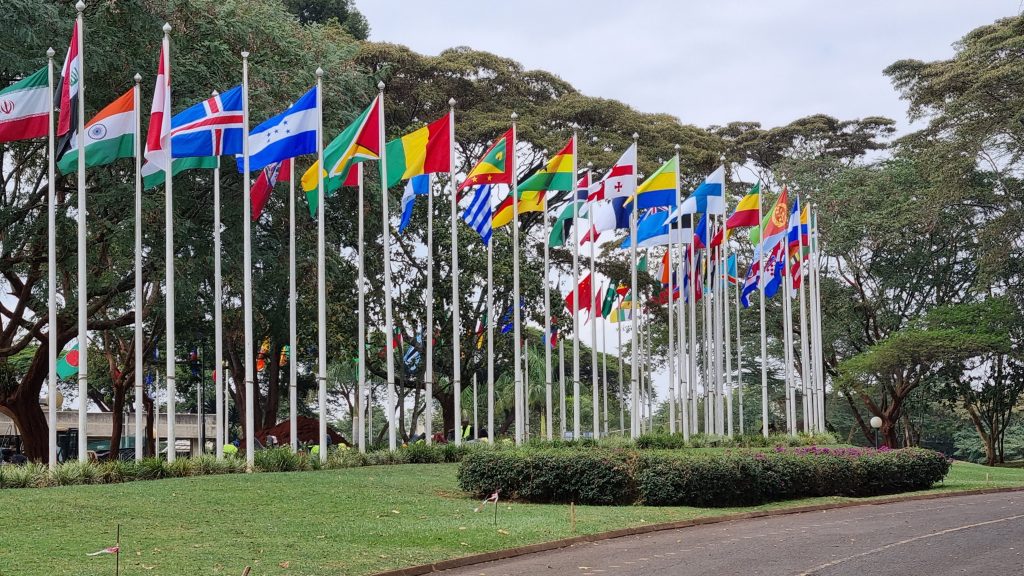 The United Nations office premises in Nairobi, Kenya, that is hosting the UN Post-2020 Global Biodiversity Framework Working Group 4 meeting, in June 2022. Photo: Michael Salzwedel/EJN